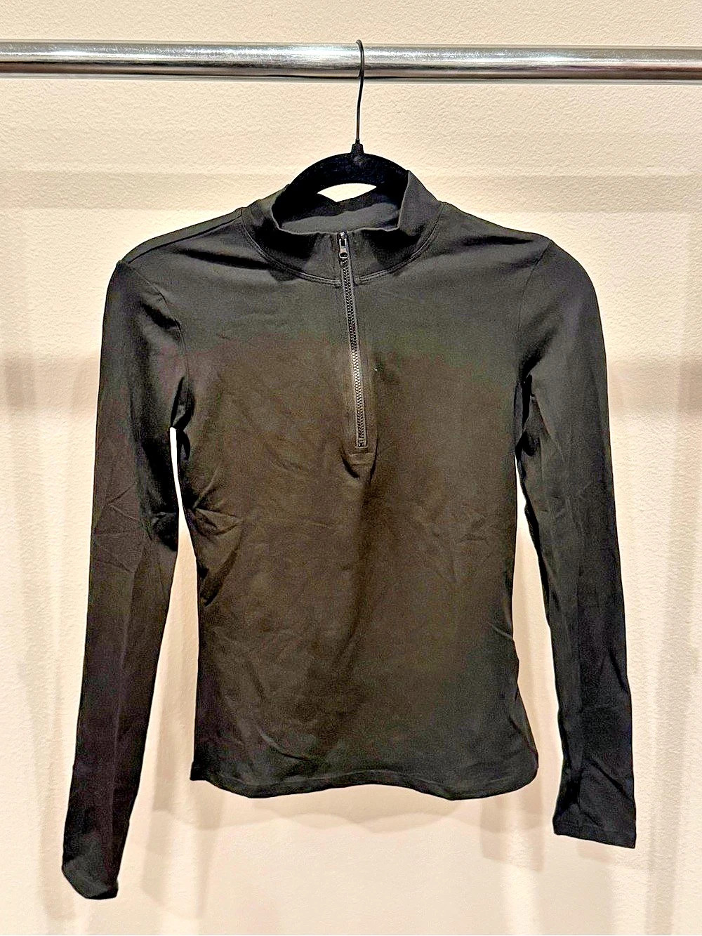 SHEIN Black Quarter-Zip Long Sleeve Size Large Like New